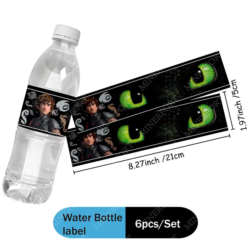 Wasserflaschenetiketten im How to Train your Dragon Design für Kindergeburtstage, Mehrfarbig - Bild 6