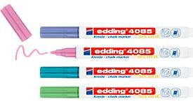 Edding 4085 Kreidemarker 4er-Set Metallic Multicolor mit Rundspitze für glatte Oberflächen - Bild 1