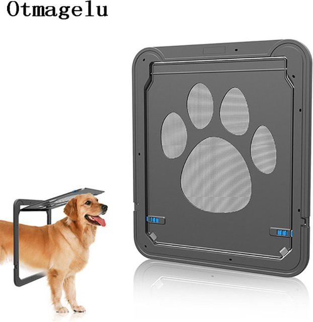 Otmagelu Abschließbare Haustierklappe aus Kunststoff in Schwarz für große Hunde und Katzen mit 4-Wege-Steuerung, B/H/T: 41 x 37 x 41 cm - Bild 1