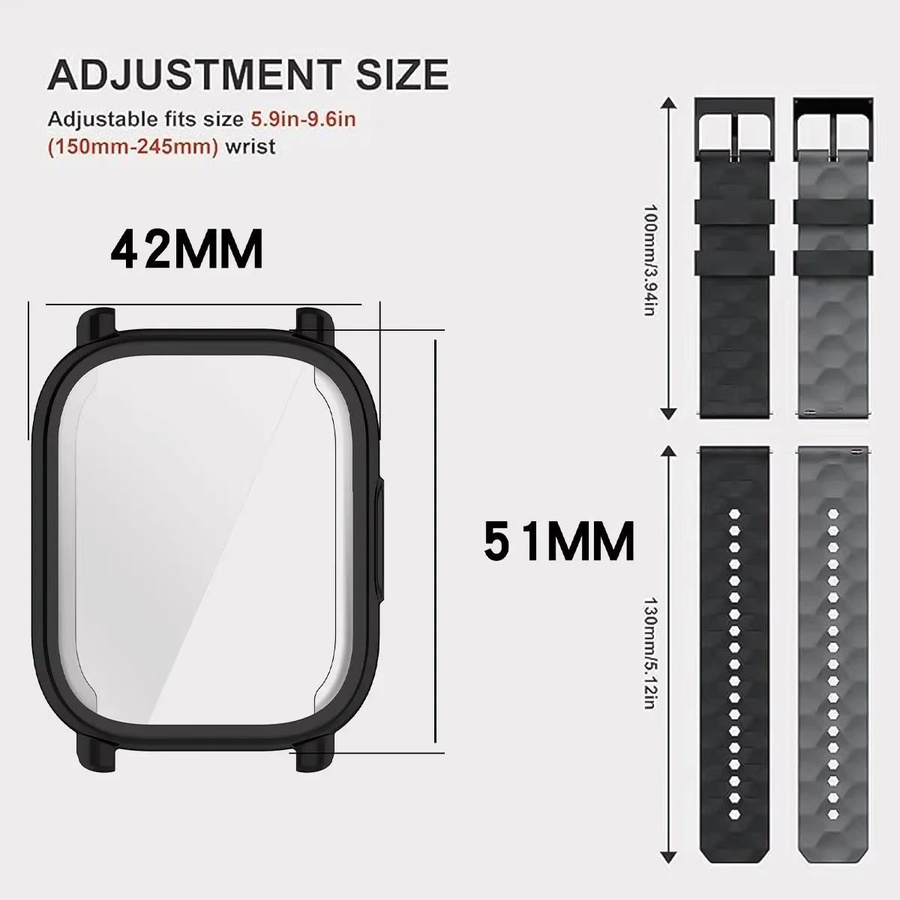Xiaomi Schutzhülle + Silikonarmband für Redmi Watch 5 Active / 5 Lite, Schwarz - Bild 2
