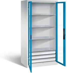 C+P Werkzeugschrank Acurado mit Türen und Schloss, Front Lichtblau, Korpus Lichtgrau, H: 195,0 cm, B: 93,0 cm, T: 60,0 cm - Bild 1