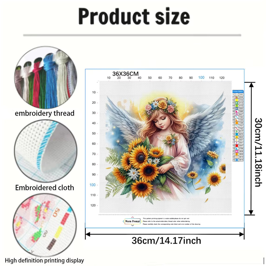 Sunlight Angel Kreuzstich-Set zum Selbermachen, 11CT Stickerei in Multicolour, B/H: 36 x 36 cm - Bild 2