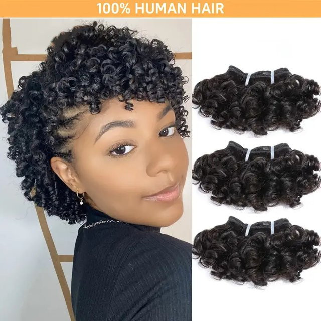 JACEY Haarverlängerung, 3-teiliges Set, 100 % Echthaar, lockig, Naturfarbe - Bild 1