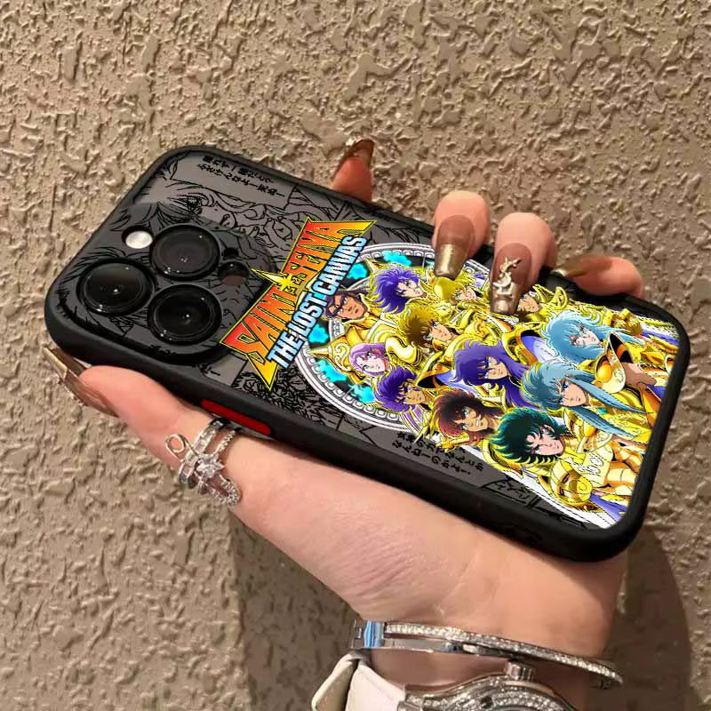 Saint Seiya Anime Handyhülle aus mattiertem Silikon für iPhone 17 16 15 14 13 12 Pro Max Plus Mini Transparent Multicolour - Bild 4