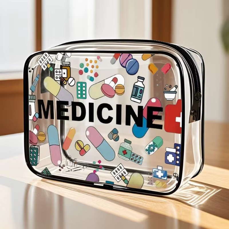 KEEBREAK Kosmetiktasche aus transparentem PVC in Grün, wasserdichte Aufbewahrungstasche mit Reißverschluss und Griffen, B/T/H: 19,0 x 15,5 cm - Bild 2