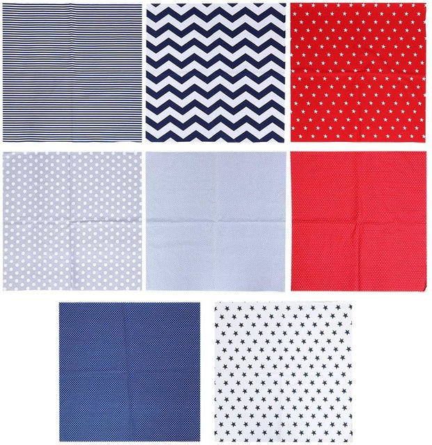 8 Stück Baumwollstoff DIY Bastel Nähmaterial mit Punkt Stern und Streifen Druckmuster, Multicolour, B/H: 50 x 50 cm - Bild 1