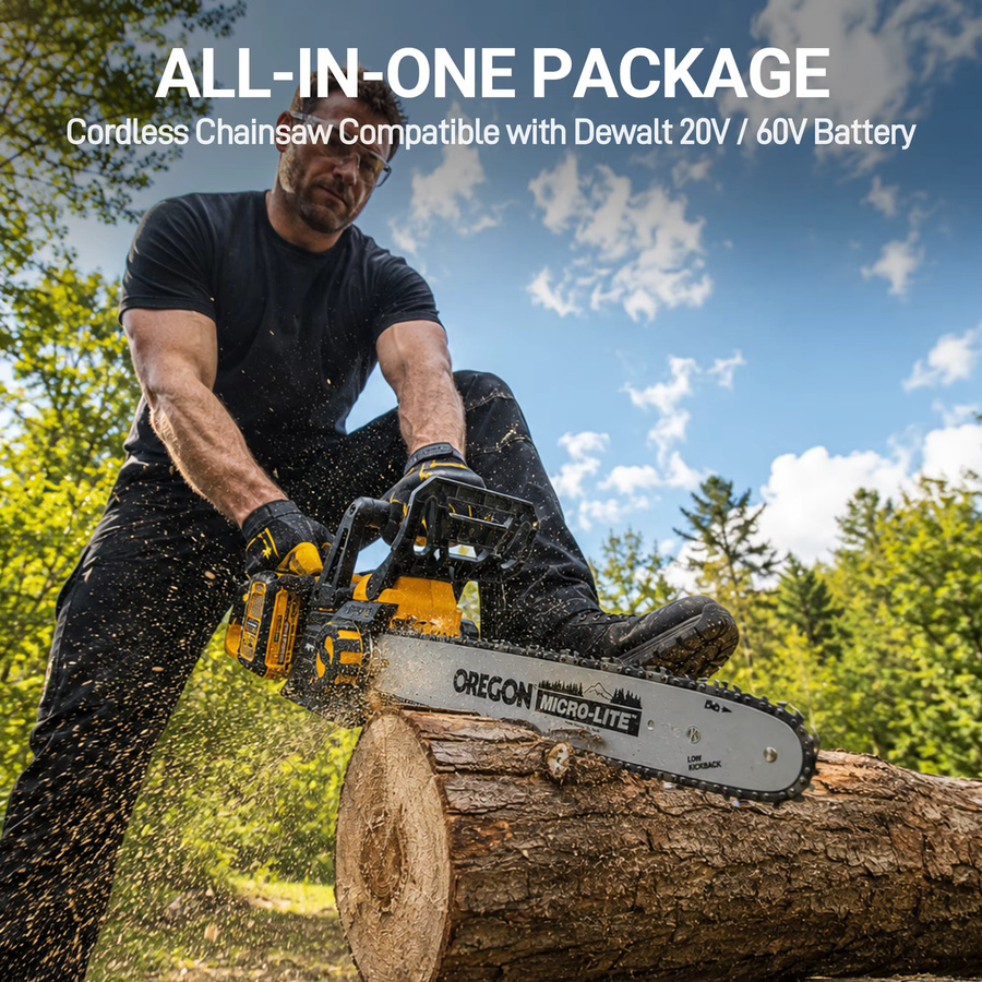 Mellif Akku-Kettensäge 40V 16 Zoll Gelb, bürstenlose elektrische Kettensäge kompatibel mit Dewalt 20V Max Akku zum Beschneiden und Holzschneiden - Bild 5