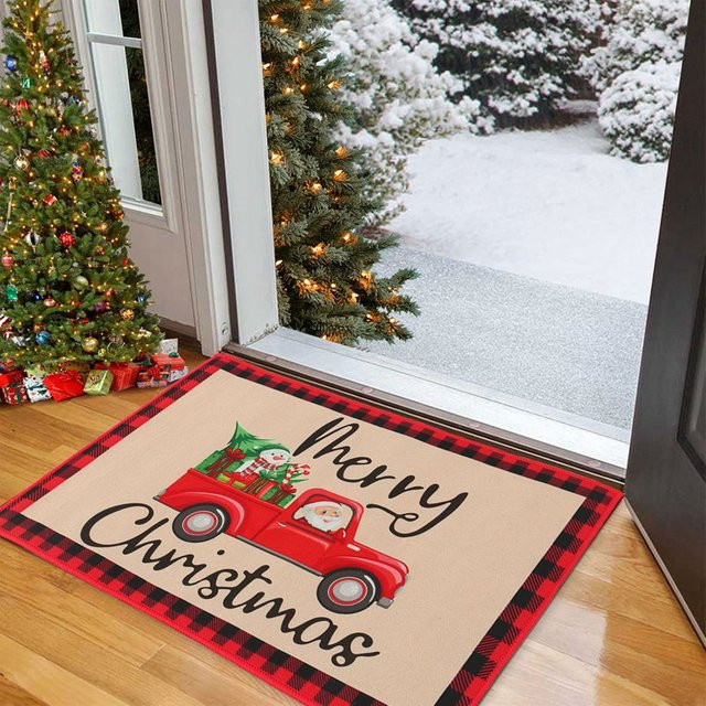 Dekorative PATIMATE Weihnachtsfußmatte aus Filz mit Cartoon-Motiv für Indoor und Outdoor, Mehrfarbig - Bild 1