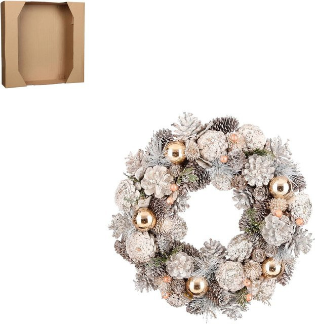 Weihnachtskranz Gold von House of Seasons mit getrockneten Tannenzapfen, Durchmesser: 34 cm - Bild 1