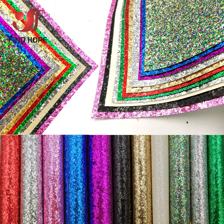 Findohope Glitzer Stoffrolle Regenbogen Schillerndes Vinyl Kunstleder für DIY Handwerk und Ohrringe, Multicolour und Purple - Bild 3