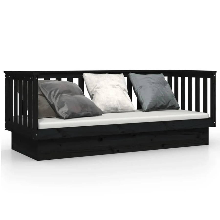 vidaXL Tagesbett aus Massivholz Kiefer in Schwarz, B/T/H: 90 x 190 x 76 cm - Bild 2