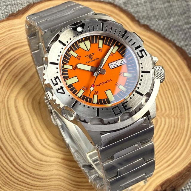 SEIK Armbanduhr, Orange, Automatik, Edelstahl, Saphirglas, Herren - Bild 1