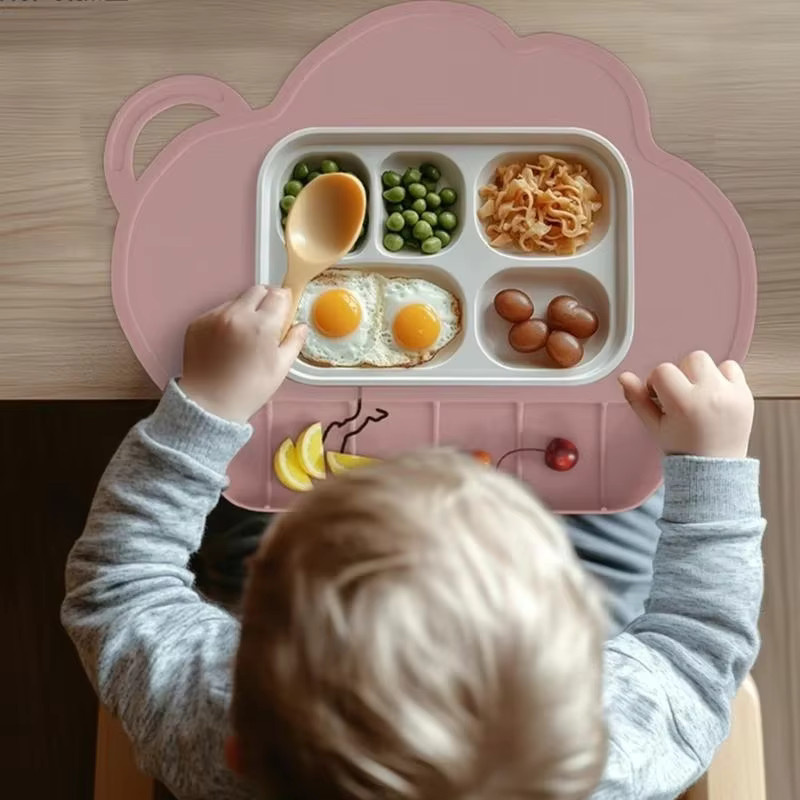 J15U Tischsets mit Fangtasche für Kinder als Baby-Fütterungsplatte in Blau oder Pink - Bild 3