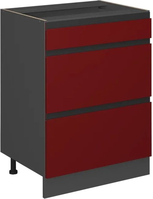 Vicco Küchenunterschrank R-Line Rot/Anthrazit mit Schubladen ohne Arbeitsplatte Breite: 60 cm - Bild 1