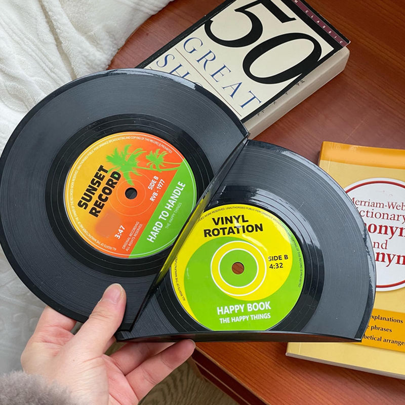 GoolRC 2er Set Vintage Buchstützen in Vinylplatten-Optik aus Kunststoff, Schwarz - Bild 3