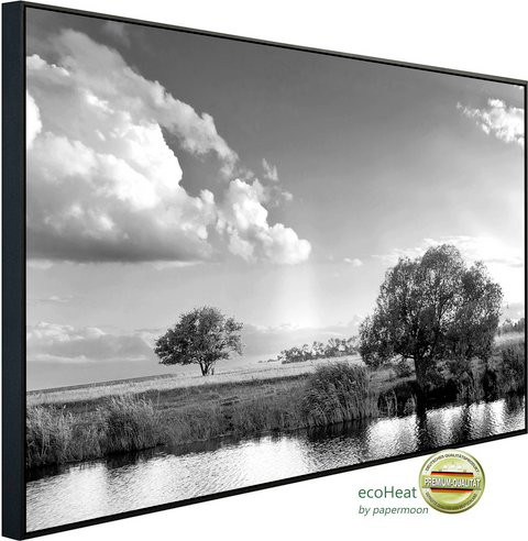 papermoon EcoHeat Infrarotheizung Landschaft Schwarz Weiss mit App-Steuerung und Überhitzungsschutz - Bild 1