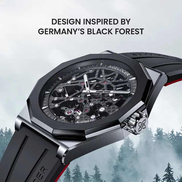 AGELOCER Armbanduhr, Automatik, Edelstahl, Silikon, Schwarz, Herren - Bild 1
