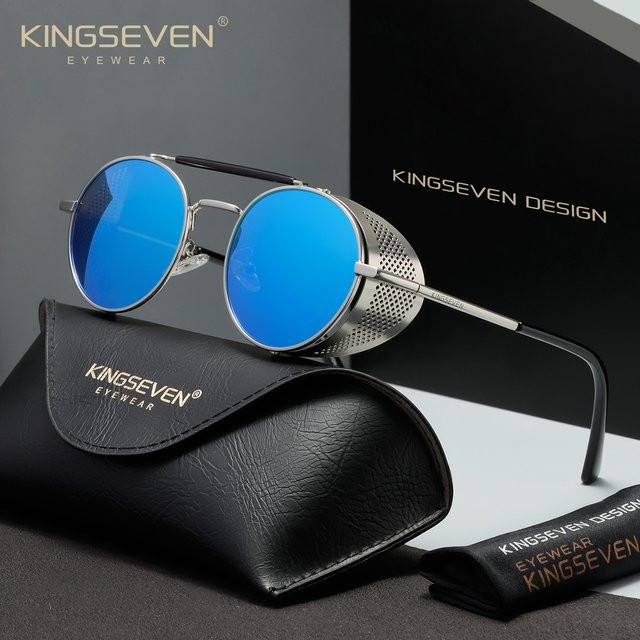 KINGSEVEN Sonnenbrille, Rund, Vollrand, Metall, Unisex, polarisiert - Bild 1