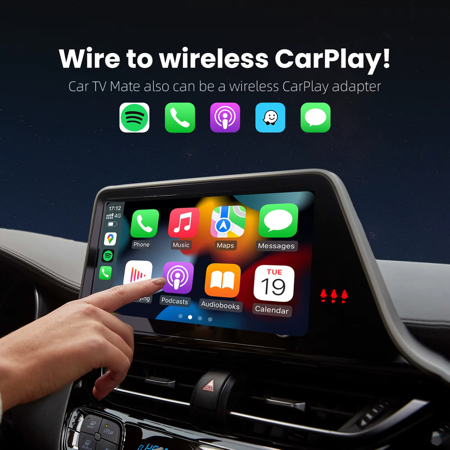 OTTOCAST Car TV Mate C3 Kabelloser CarPlay-Adapter und Multimedia-Video-Konverter mit HDMI und USB-C in Schwarz - Bild 2
