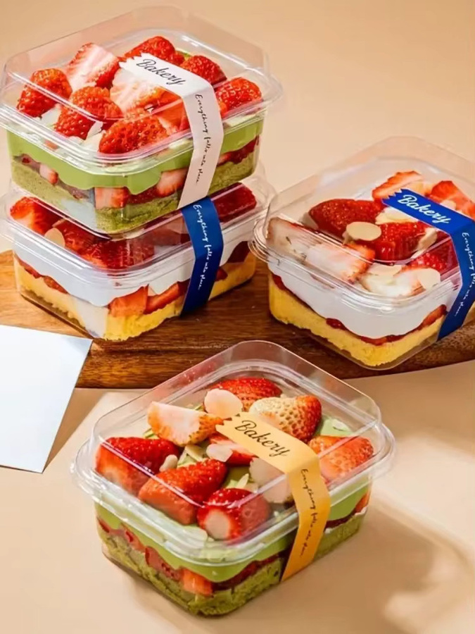Transparente Einweg Kunststoff Boxen für Kuchen, Desserts und Obst zur Dessertverpackung - Bild 7