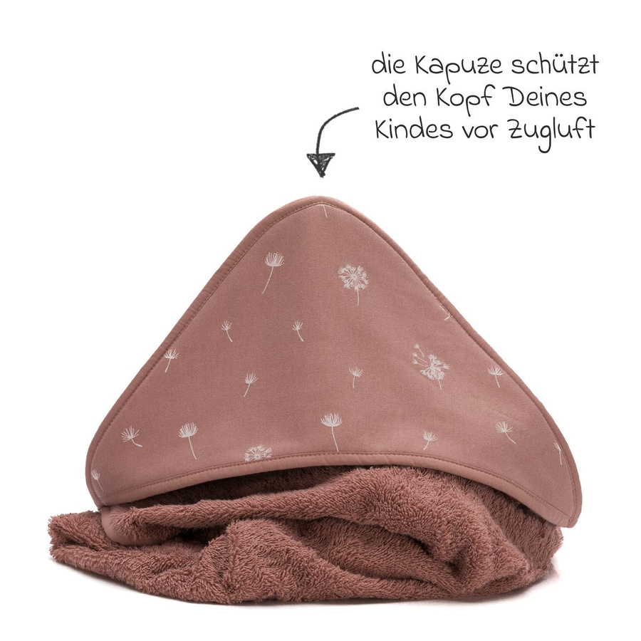 Fillikid 2-teiliges Kapuzenbadetuch-Set mit Waschhandschuh Pusteblume Rosa, Baumwolle, B/H: 100 x 100 cm - Bild 2