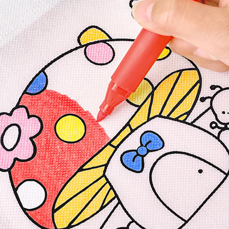 IFITU PUBO DIY Mal-Goodie-Taschen mit Farbmarkierungen, umweltfreundliche Vliesstoff-Geschenktüten mit Kordelzug für Kinder und Party-Spielzeug-Aufbewahrung - Bild 2