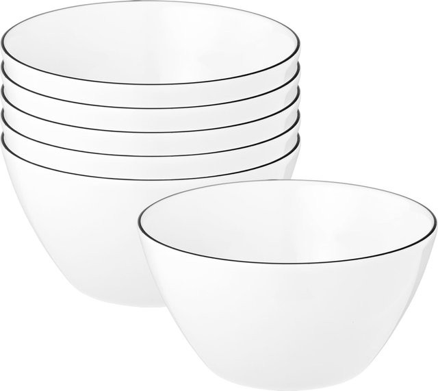 Seltmann Weiden Müslischalen Lido Black Line aus Porzellan, Schwarz, 6er Set, Durchmesser: 15 cm - Bild 1
