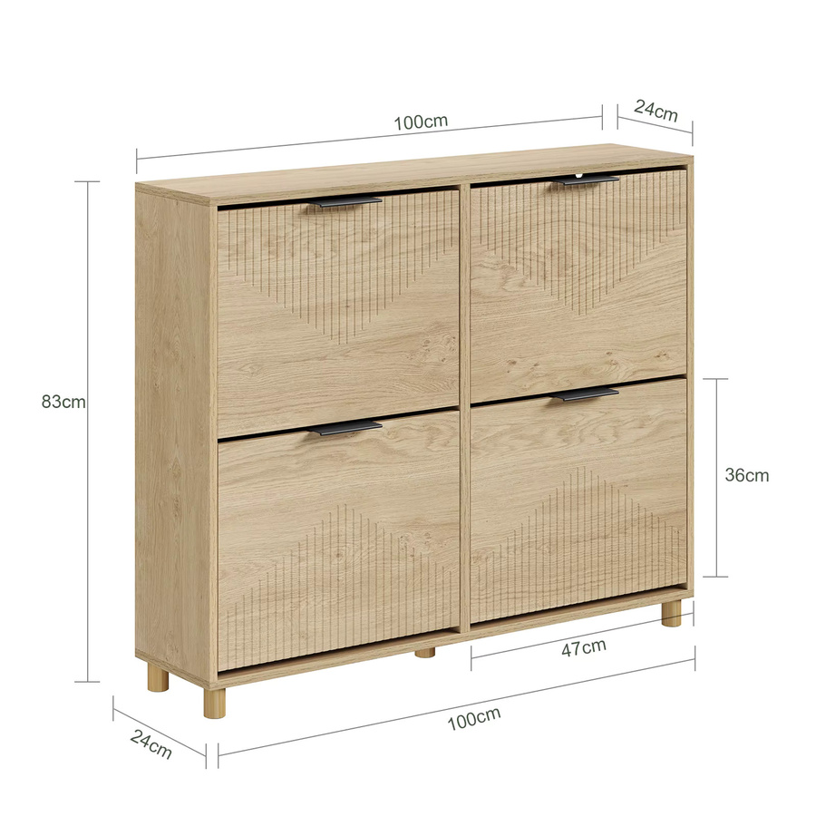 SoBuy Schuhschrank FSR214-N in Holzoptik, schmaler Schuhschrank im nordischen Design für Flur und Eingangsbereich, Farbe: Braun, B/T/H: 24 x 100 x 83 cm - Bild 2
