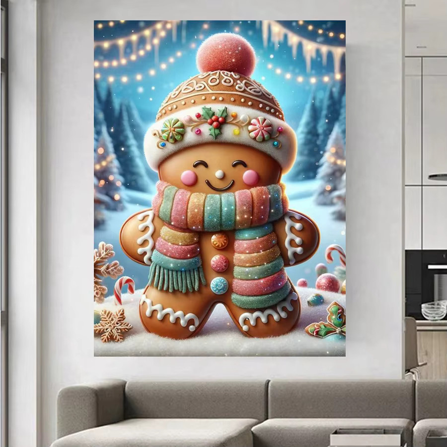 YUTTEE 5D Diamantmalerei Weihnachten Lebkuchen Mann und Haus Mosaik Set in Mehrfarbig, B/H: 30 x 30 cm - Bild 3