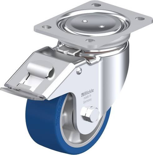 Blickle Lenkrolle LUH-ALBS 127K-FI mit Feststeller, Rad-Durchmesser: 125 mm, Tragfähigkeit: 450 kg, Farbe: Silber/Blau/Mehrfarbig - Bild 1
