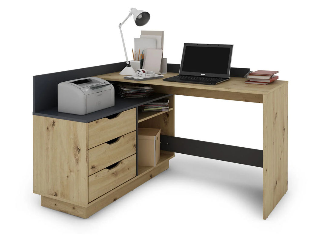 byLIVING Winkelschreibtisch BELFAST in Artisan Eiche und Anthrazit, B: 129 cm, H: 84 cm, T: 105 cm - Bild 3