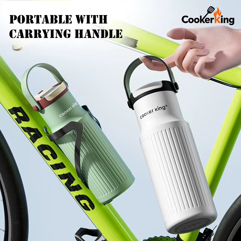 Cooker King Outdoor-Thermoskanne aus 316 Edelstahl und PP in Grün, 650 ml Sport-Isolierbecher und Wasserflasche - Bild 4