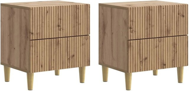 vidaXL Nachttisch Set 2 Stück Artisan-Eiche Braun aus Holzwerkstoff B: 43 cm, T: 34,5 cm, H: 48 cm - Bild 1