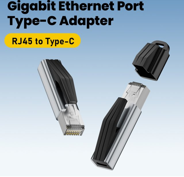 elough USB-C auf Ethernet Adapter 1000 Mbit/s Gigabit LAN Netzwerkkonverter in Silber - Bild 1