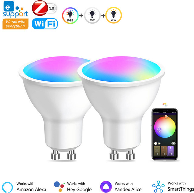 Arteco Smart LED Glühbirne GU10 mit Zigbee und Wifi, RGBW Strahler in Weiß, kompatibel mit Alexa und Google Assistant - Bild 1