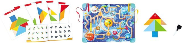 Hape Labyrinth- & Tangram-Tafel Weltraum, Holz, ab 1,5 Jahre - Bild 1