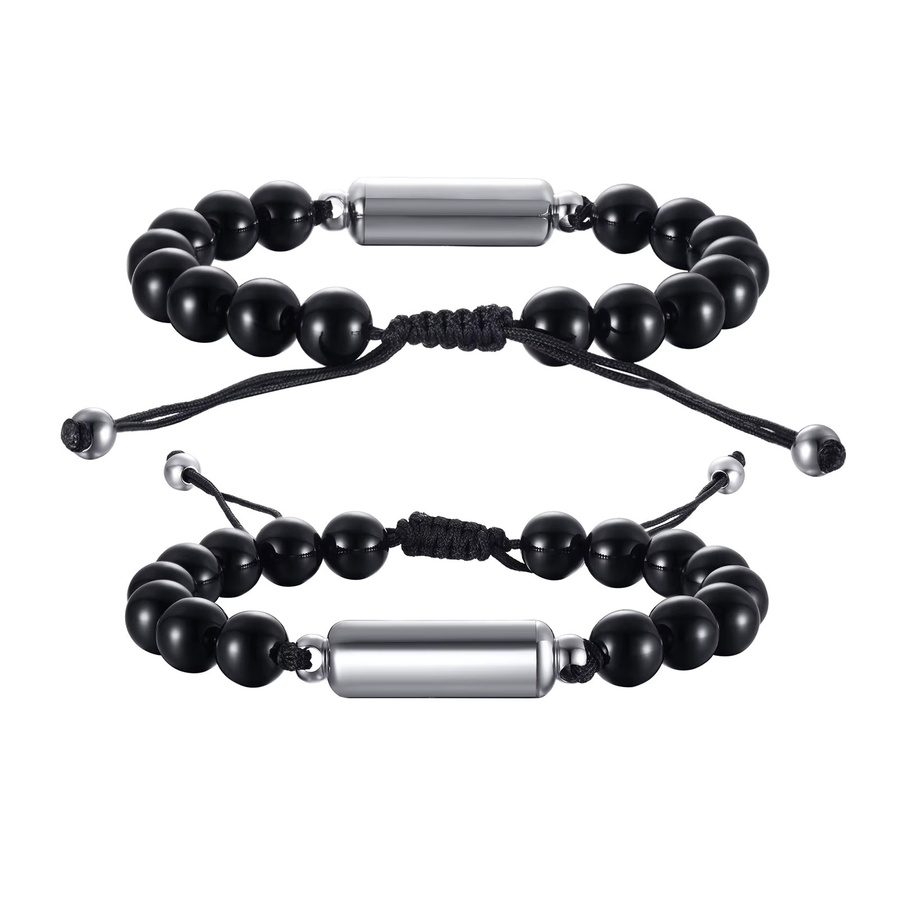 prjewel Armband, Edelstahl, Tigerauge-Perlen, Schwarz, Herren - Bild 1
