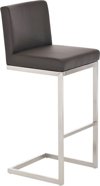 DELUKE Barhocker COBAS in Braun aus Kunstleder mit Lehne und Edelstahl-Gestell, B/T/H: 42 x 48 x 104 cm - Bild 1