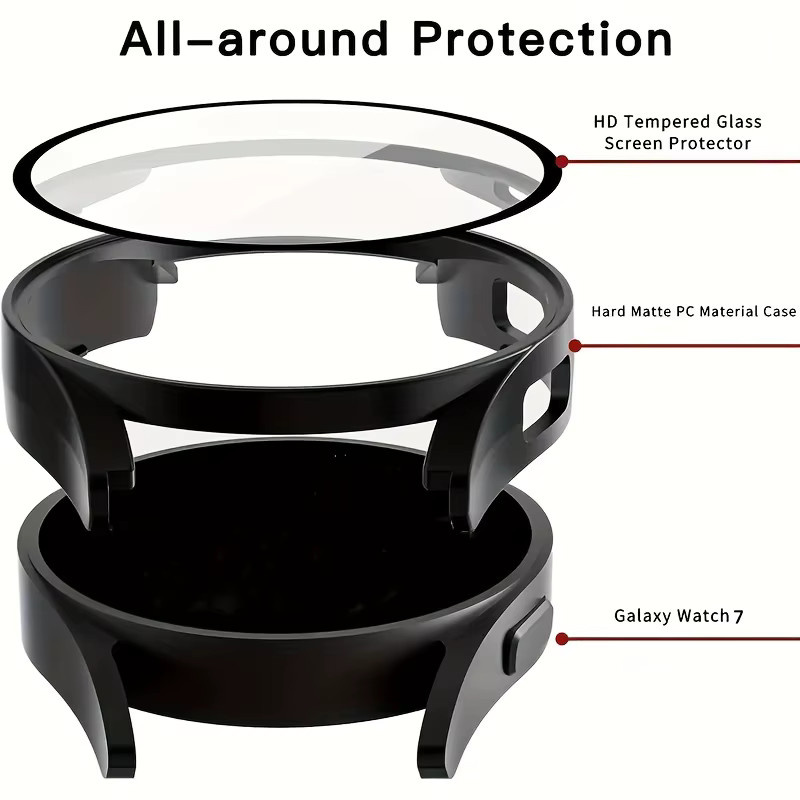 Samsung Displayschutzhülle für Galaxy Watch, mattes Hart-PC-Gehäuse, gehärtetes Glas, 2 Stück - Bild 3