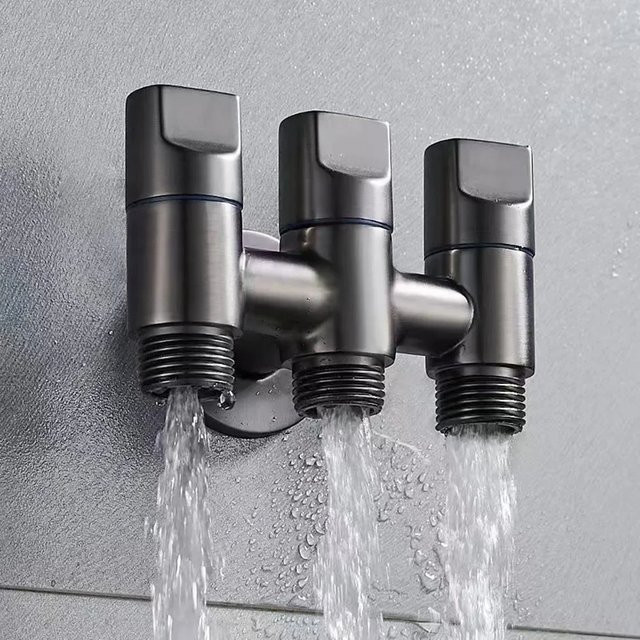 YANKE 3-Wege-Winkelventil zur stabilen Wasserdurchflussregelung in Silber - Bild 1