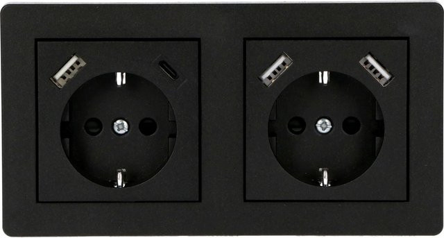 ProCharge Doppelsteckdosenrahmen Rahmenmarken-Systeme Schwarz - Bild 1
