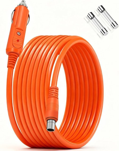 MOPHE Ladekabel für Jackery Explorer 1000Pro 2000Pro 3000Pro DC8020 14AWG Zigarettenanzünder-Stromkabel 3m in Orange - Bild 1