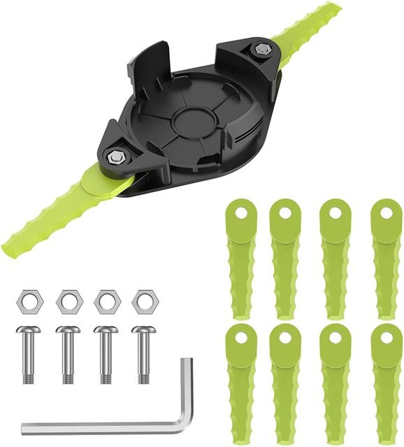 Ryobi Trimmerkopf mit 10 Kunststoff-Schnellladeklingen für 18V, 24V und 40V Modelle Ry40210 und Ry40210a in Schwarz-Grün - Bild 1