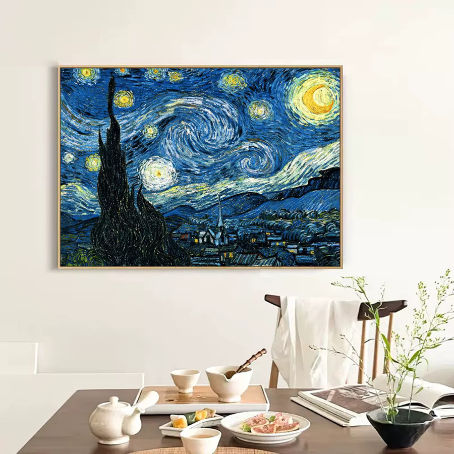 QIZITENG Diamond Painting Set Sternennacht von Van Gogh in Blau, Landschaftsmosaik als Malerei-Reproduktion für die Wanddekoration, B/H: 30,0 x 20,0 cm - Bild 2