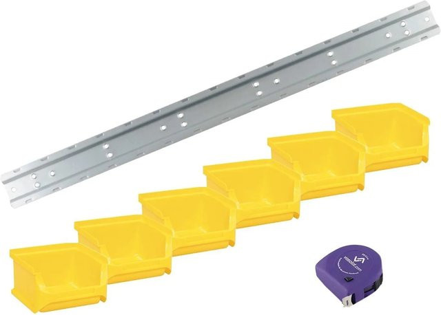 vasalat Set Stapelboxen mit Wandhalterung, Gelb, 6 Stück, B/T/H: 10,2 x 10,2 x 10,2 cm - Bild 1