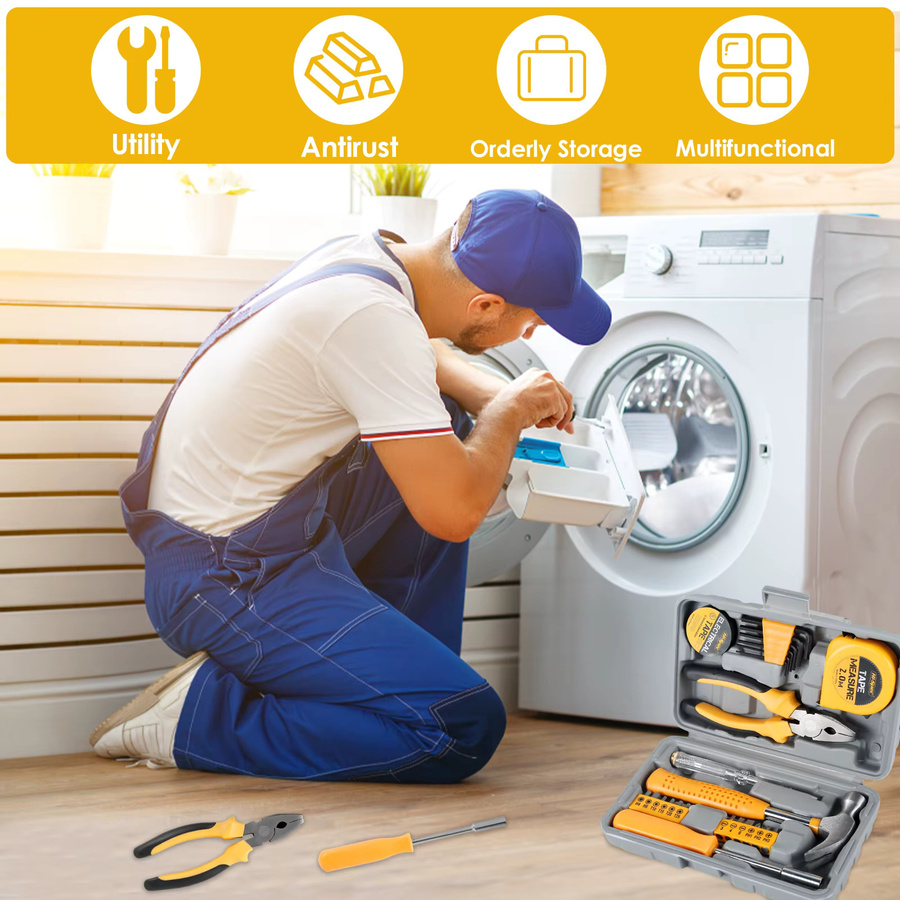 Hands DIY Mehrzweck-Reparatur-Werkzeug-Set mit Hammer und Inbusschlüsseln in Gelb und Multicolour inklusive Aufbewahrungskoffer - Bild 1