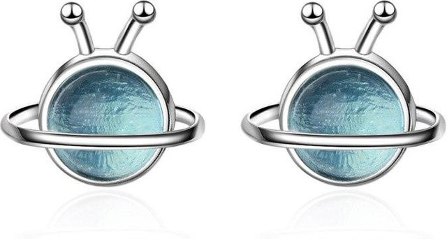 YIRAN Jewelry Ohrring, 925 Silber, Blauer Globus Planet, Damen - Bild 1