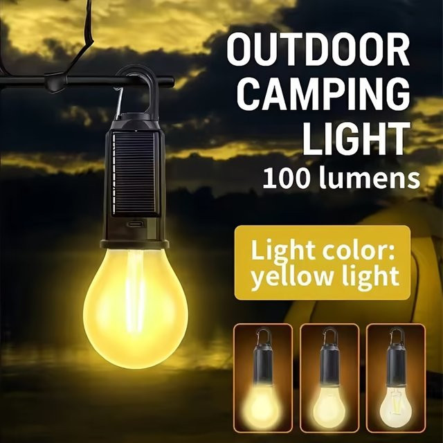 ZHIYU Wiederaufladbare solarbetriebene LED-Campinglampe, wasserdichte tragbare Haken-Handlampe für Outdoor-Aktivitäten - Bild 1
