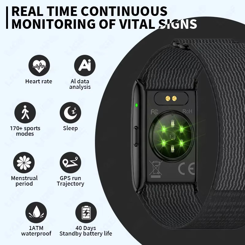 LIGE Fitness-Tracker Smart-Armband mit GPS und Herzfrequenzmesser, wasserdicht, Schwarz - Bild 6