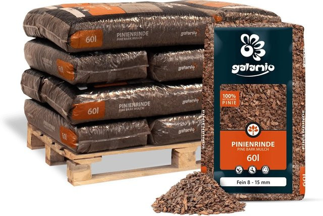 Galamio Rindenmulch Pinie Fein 8–15 mm, 12 x 60 l - Bild 1